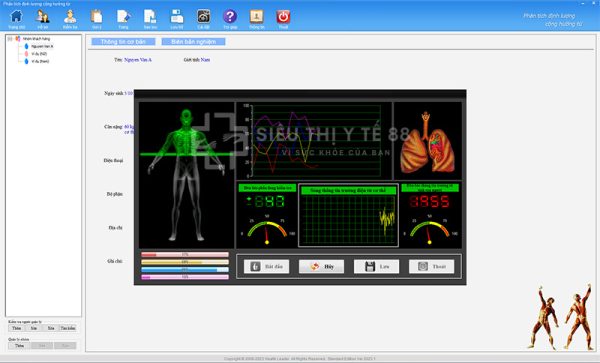 Giao diện phần mềm khi đo máy 36 chỉ số